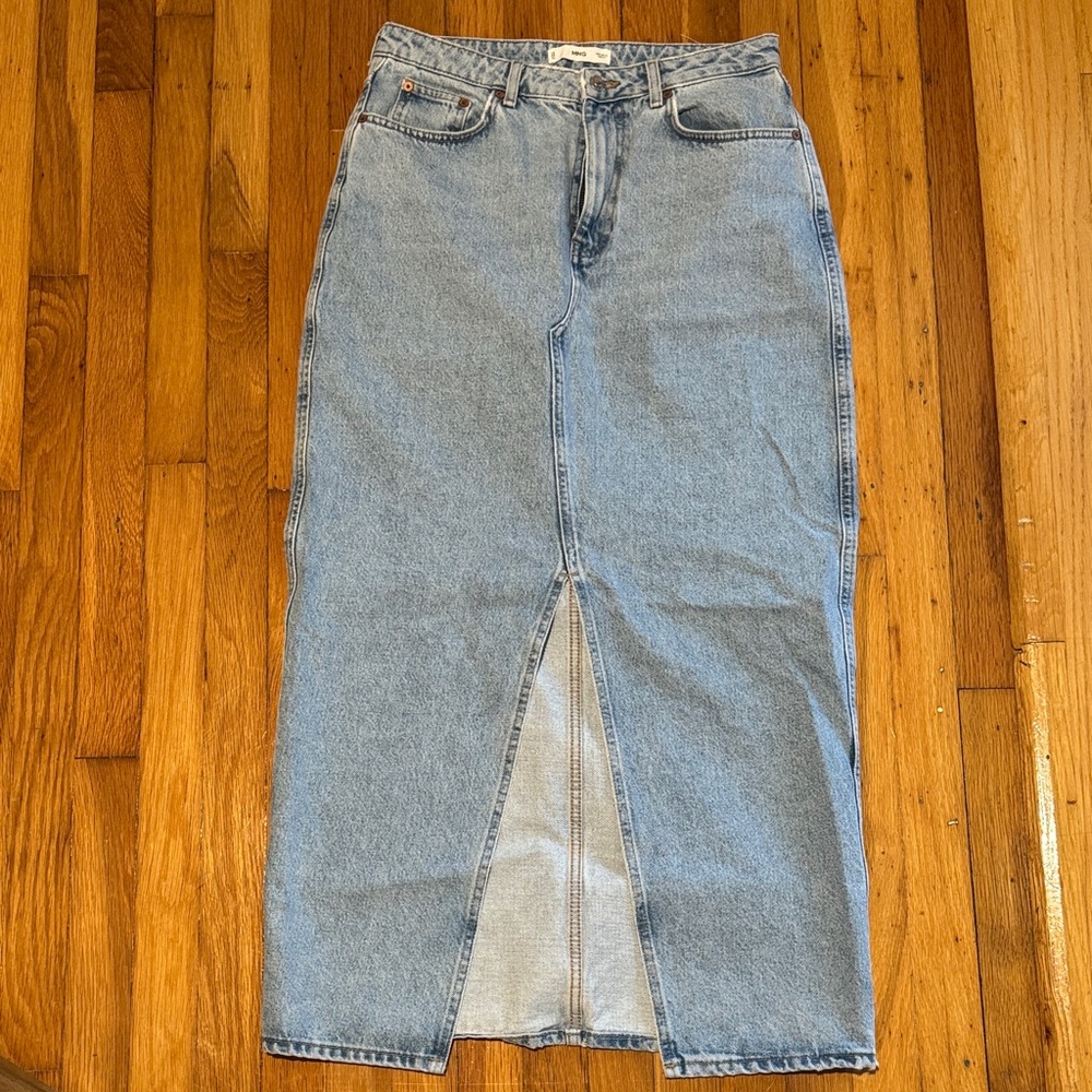 Mango Light Blue Denim Skirt